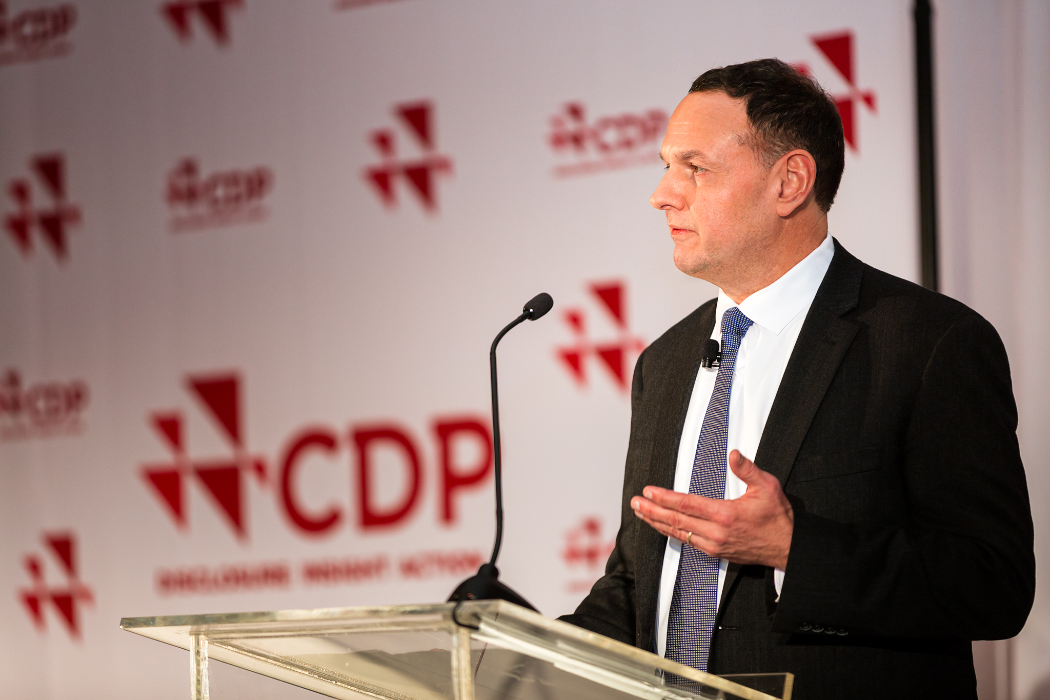 CDP's Lance Pierce addresses the audience at the US report launch, December 2017