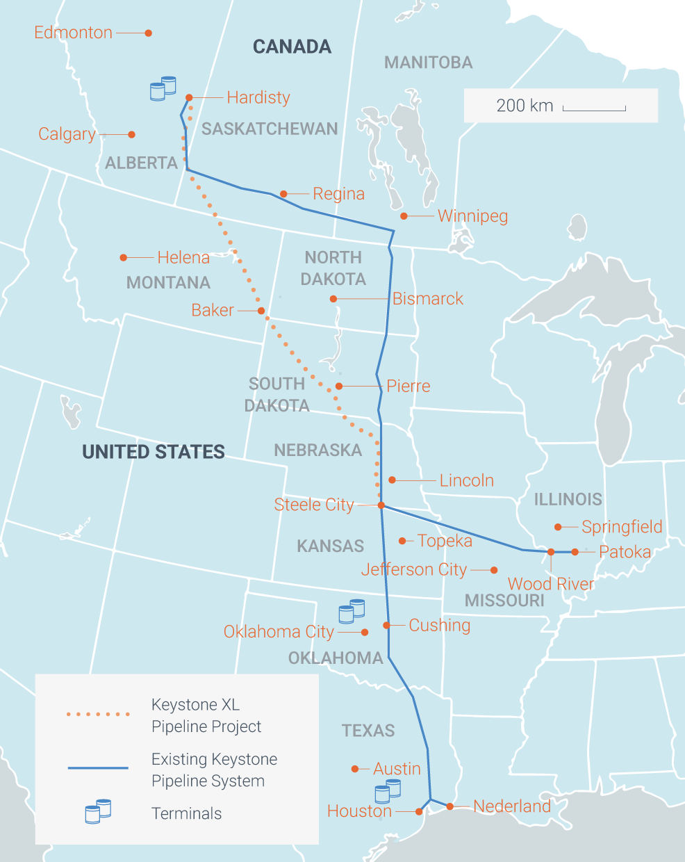 keystone pipeline texas map