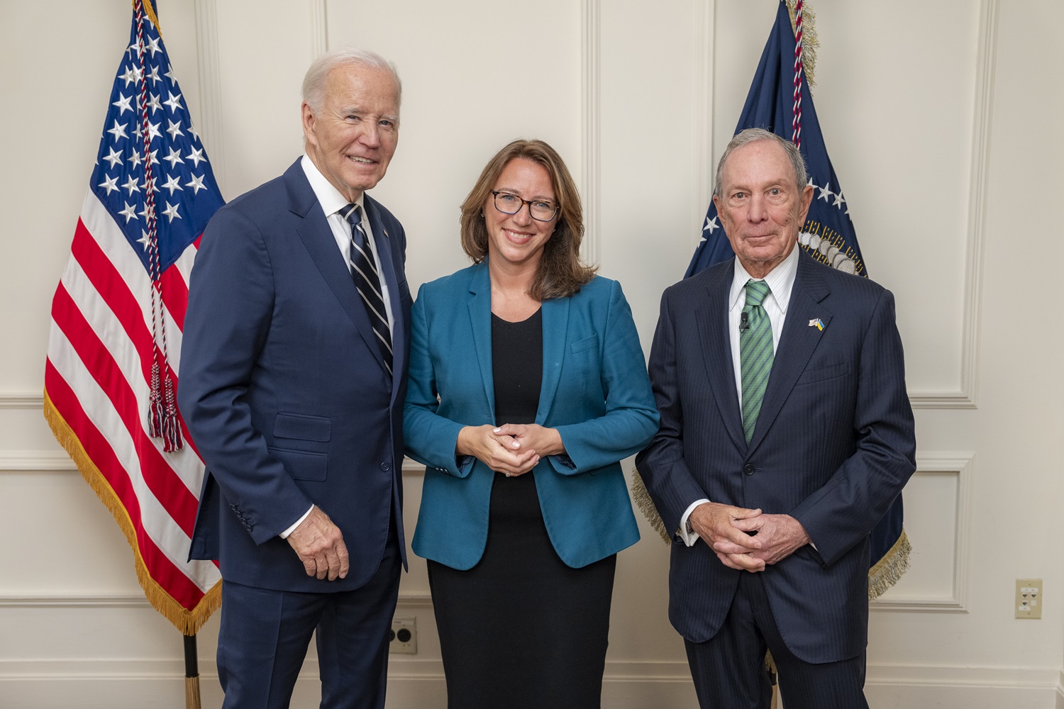 President Joe Biden, Sherry Madera and Michael Bloomberg